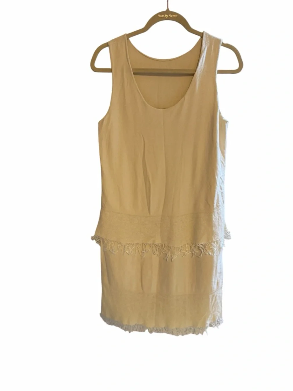 Theory Cream Fringe Hem Sleeveless Shift Dress - Picture 4 of 7